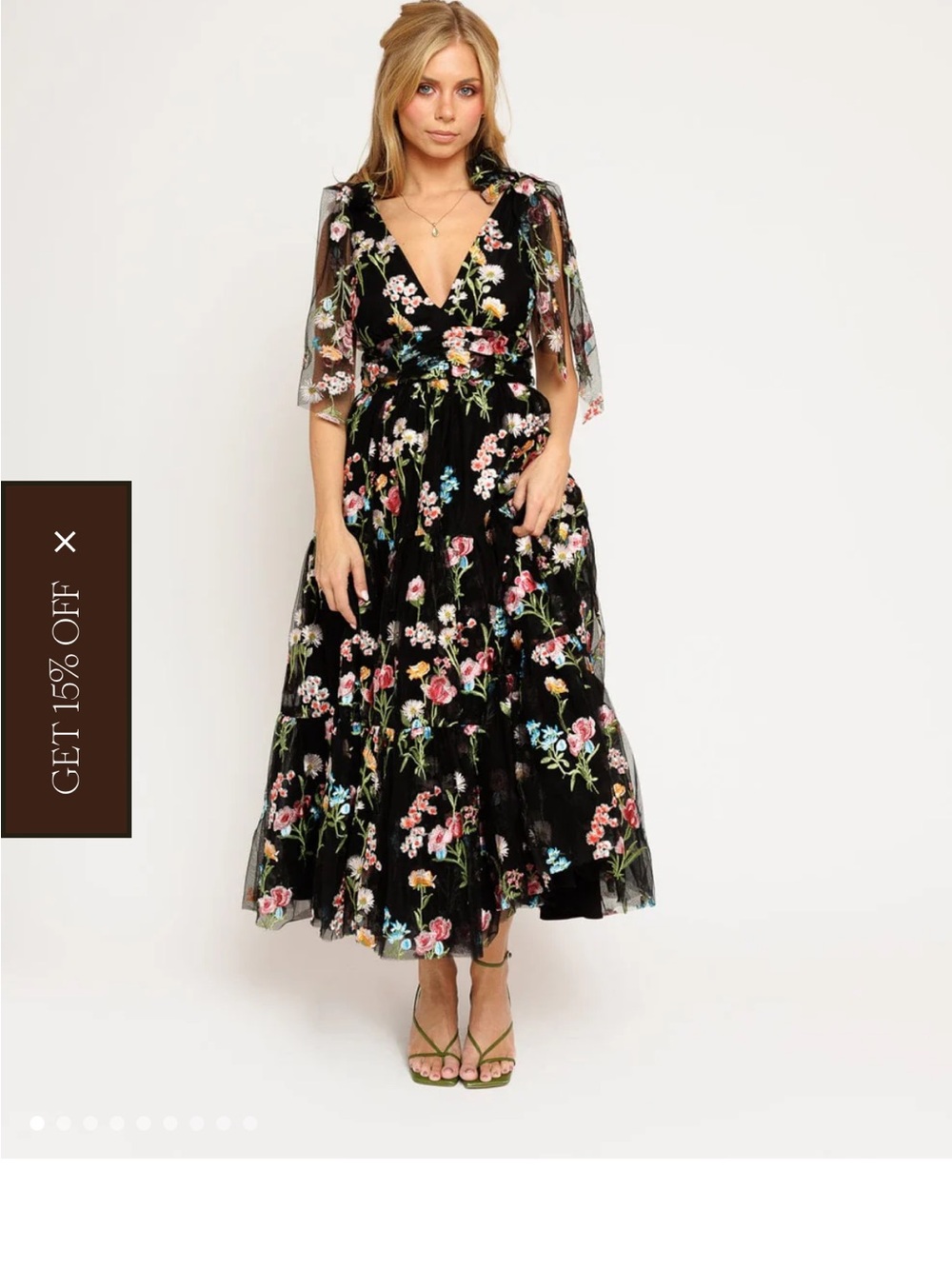 JessaKae Black Floral Deep V Midi Dress